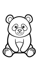 Obraz premium Cute Panda Bear Sitting Calmly, Detailed Line Art for Children's Illustration or Coloring Book, Educational Resource and Graphic Design Element, Playful and Whimsical Drawing Style Perfect for Creativ
