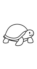 Obraz premium Cute Turtle Illustration Isolated on White Background, Crawling Slowly for Children's Story, Educational Material, Animal Conservation Awareness, Nature, Wildlife, Simple Line Art, Cartoon Style, Grap