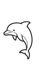 Obraz premium Elegant Dolphin Leaping Gracefully, Outlined Against a Clean White Backdrop, Ideal for Educational Materials and Marine-Themed Designs, Perfect for Children's Illustrations and Conservation Projects.