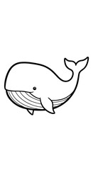 Obraz premium Whale Illustration Swimming Calmly in Ocean Waters for Children's Education and Marine Life Awareness, Simple Black and White Line Art Drawing for Coloring Pages and Kids Books, Ideal for Nature Conse