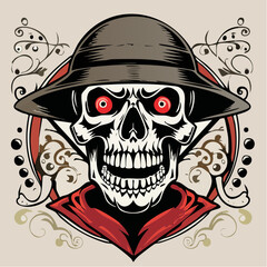 Warrior Skull with Helmet Vector Illustration
