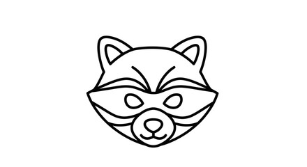 Simple line drawing of a raccoon's head, showing its features.