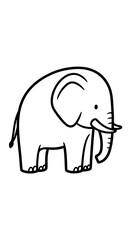 Obraz premium Cartoon Elephant Standing Peacefully, Isolated on White Background Illustration for Children's Storybook, Educational Materials, Animal Conservation Awareness, Adorable Animal Drawing, Wildlife Protec