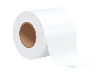 Roll of blank rectangular sticker labels on transparent background