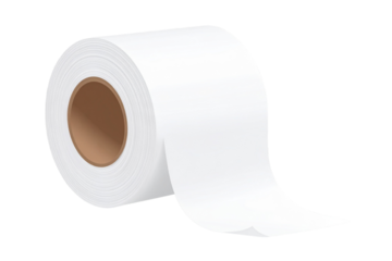 Roll of blank rectangular sticker labels on transparent background