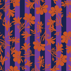 Floral botanical vector texture pattern with flowers and leaves. Seamless pattern can be used for wallpaper, pattern fills, web page background, surface textures.
