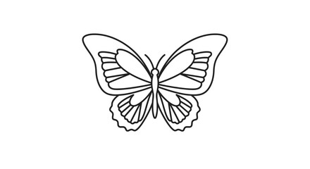 Butterfly illustration with detailed wing patterns, presented in a simple black and white line drawing.