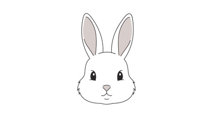 A simple, front-facing illustration of a white rabbit's head, isolated on white.