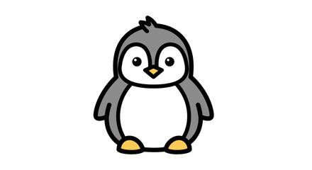 Obraz premium A cute cartoon penguin standing upright, featuring a simple, clean design.
