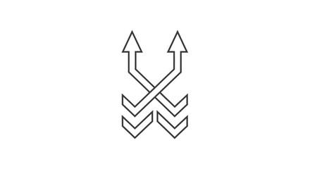Line art illustration of two arrows crossing in the middle, starting downwards and ending upwards, symbolizing shuffle or exchange.