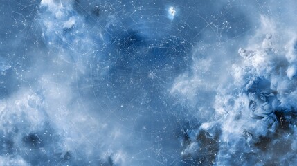 Fototapeta premium A cosmic nebula scene with a detailed celestial star map and astronomical grid overlay