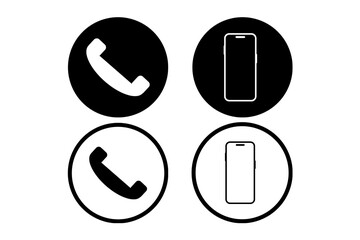 Phone and Smartphone Icon Set – Call Symbol Vector Design in Black and White