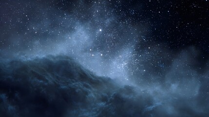 Obraz premium A vast ethereal night sky filled with countless luminous stars and swirling cosmic clouds