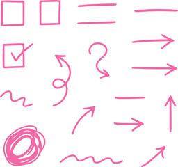 Obraz premium Collection of blue hand drawn arrows circles lines and marks on black background