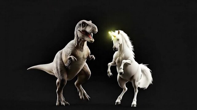T‑Rex and a Unicorn Dancing Animation