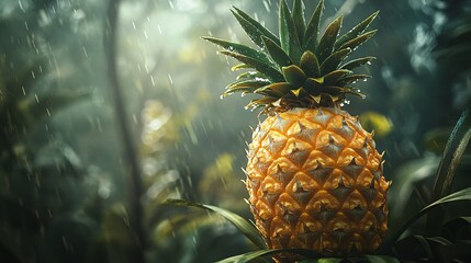 Vibrant ripe pineapple on sunny backdrop