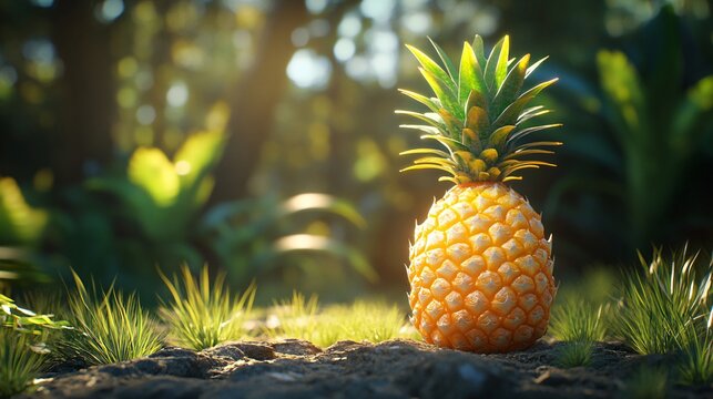 Vibrant Ripe Pineapple on Bright Background