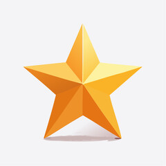 Golden star with sharp angles and shadow cast on clean white background representation
