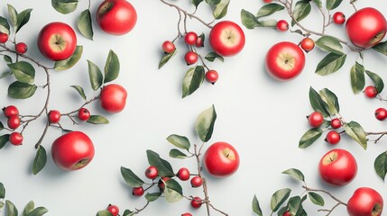 Vibrant display of ripe red apples on white