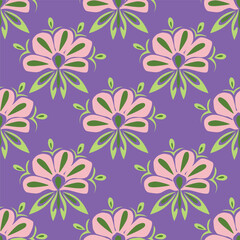 Seamless floral pattern, liberty ditsy print with cute large botany in retro folk style. Beautiful botanical design of hand drawn wild plants: flowers, leaves on black background. Vector illustration