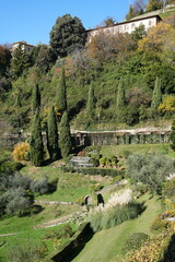 Autumn foliage on the Bergamo hills in the valley of the Astino monastery