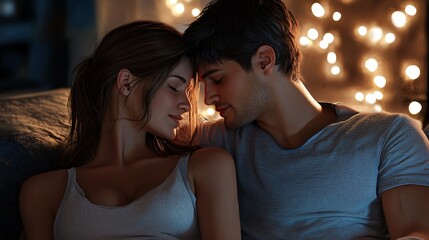 Intimate Moments of Romantic Couple Together