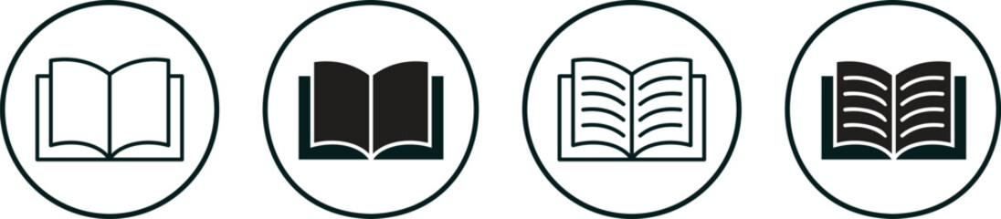 Book icon vector illustration. Open book signs and symbols isolated on transparent background. Vector collection for education, library, learning, E-book, literature, study icons design.