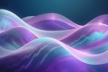 Obraz premium Iridescent waves shimmer in violet mint and pearl across dark depths