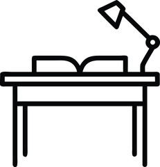 Vector line icon of a reading table.