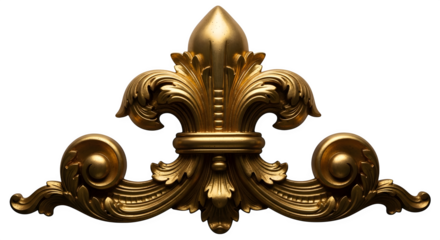 Ornate golden fleur de lis isolated on transparent background