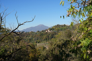 Autumn foliage on the Bergamo hills in the valley of the Astino monastery