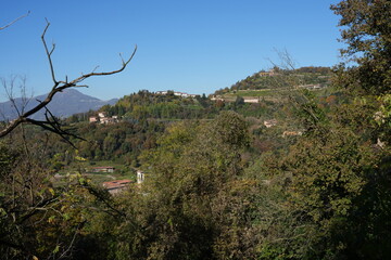Autumn foliage on the Bergamo hills in the valley of the Astino monastery