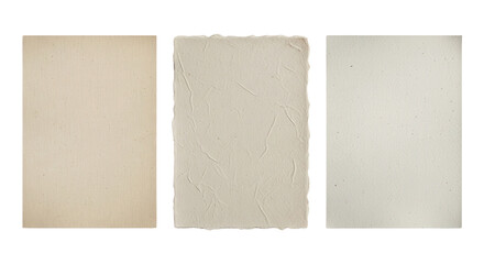 Three vintage paper sheets in a row isolated PNG with Transparent Background