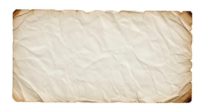 Old and Crumpled Paper Texture Background isolated PNG with Transparent Background