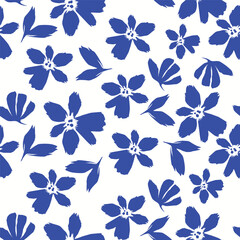 Floral botanical vector texture pattern with flowers and leaves. Seamless pattern can be used for wallpaper, pattern fills, web page background, surface textures.
