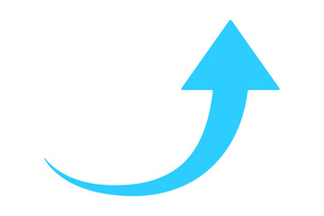 Blue curve arrow. Flat style arrow icon for web site, logo, app, UI design. Arrow indicated the direction symbol. 