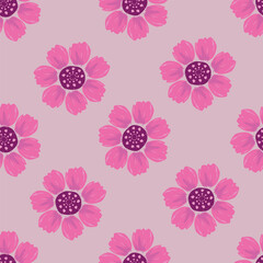 Floral botanical vector texture pattern with flowers and leaves. Seamless pattern can be used for wallpaper, pattern fills, web page background, surface textures.
