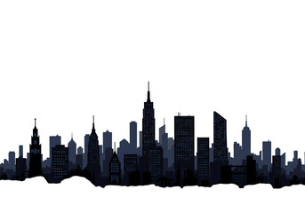 Obraz premium Silhouette of a modern city skyline isolated on transparent background at night