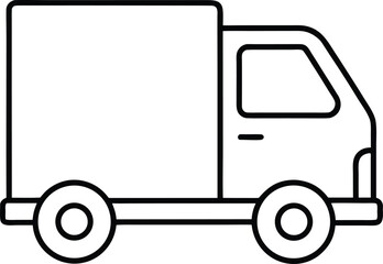 Courier Truck Outline Icon Vector Illustration Isolated on White Background