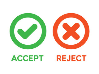 Green checkmark and red cross symbols indicate accept and reject options.