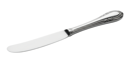 Antique silver butter knife transparent background cutout png