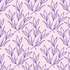 Floral botanical vector texture pattern with flowers and leaves. Seamless pattern can be used for wallpaper, pattern fills, web page background, surface textures.
