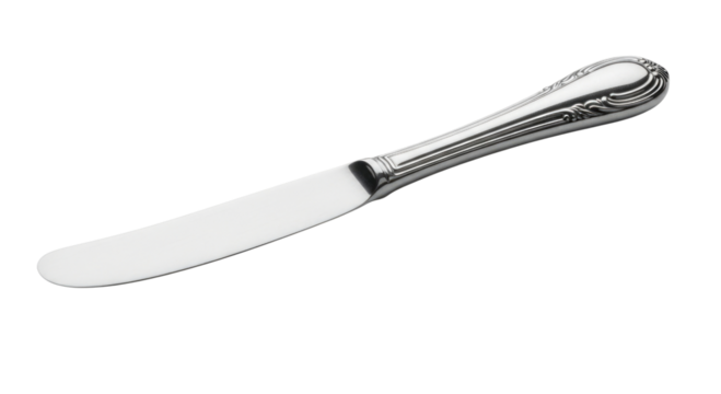 Antique silver butter knife transparent background cutout png