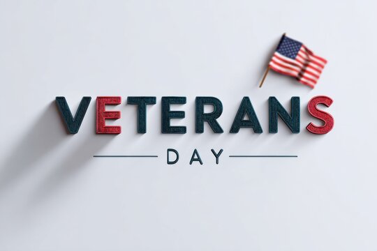 A colorful Veterans Day sign with an American flag on a white background.