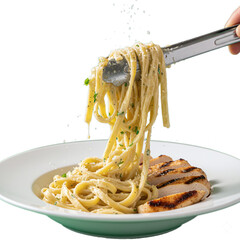 Chicken Alfredo isolated on transparent background
