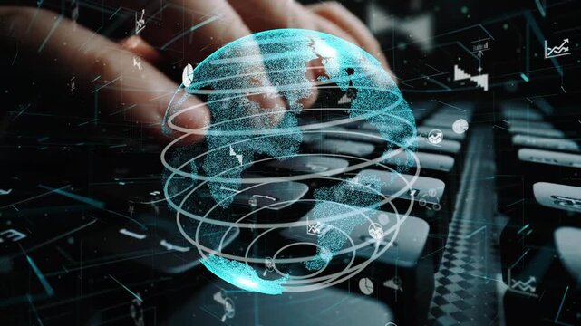 Explore the concept of global connectivity with this striking digital globe overlaying a keyboard, symbolizing innovation and technological advancement in today world. Xenic - Powered by Adobe