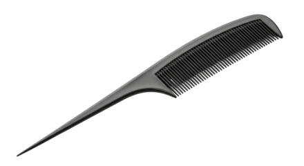 Black comb with pointed tail transparent background cutout png