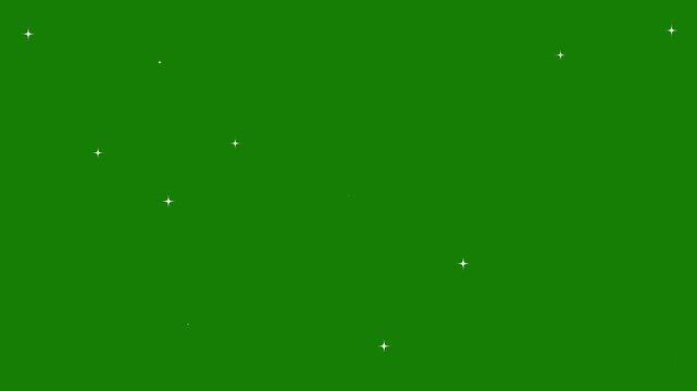 Sparkling stars Shine animation. Starlight, twinkling star, Stars shine effect, blinking light effect on transparent green background. Glow twinkle movement timeline. 4K animaton video