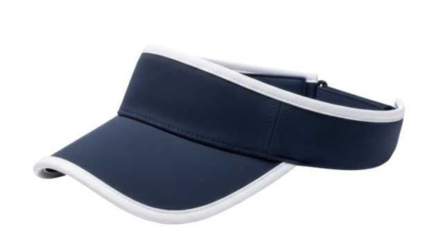 Navy blue visor with white trim transparent background cutout png