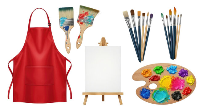 Art supplies collection transparent background cutout png